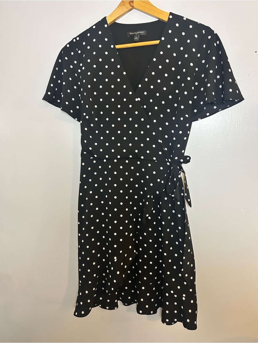 Banana Republic Black and White Polka Dot Wrap Dress
